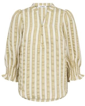 co'couture Sailacc Stripe Ss V-Blouse - Naturel