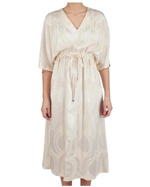 Kiton Zijden Midi Jurk - Naturel