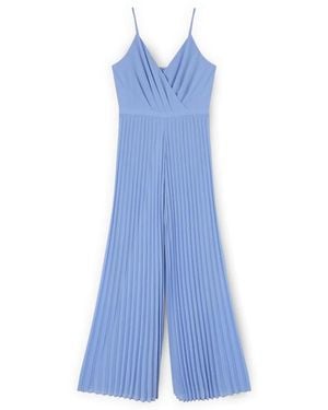 mötivi Langer Plissee-Jumpsuit Aus Georgette - Blau