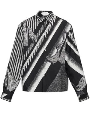 Versace Overhemden ,Zwart ,Zijden Shirt Met Print