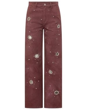 Des Phemmes Broeken ,Rood ,Katoen Drill Cargo Broek