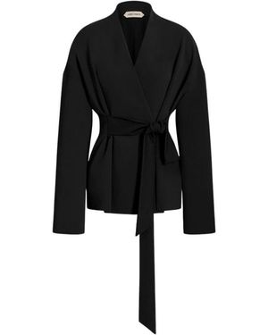 Alberta Ferretti Stretch Cady Jas Met Strik - Zwart