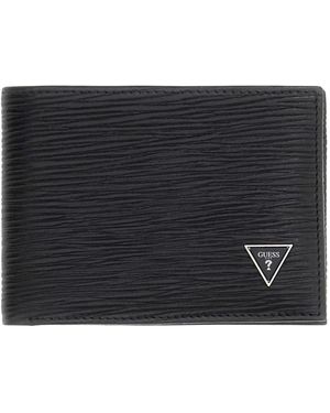 Guess Accessoires ,Zwart ,Leer Milano Genuine Leather Logo Wallet