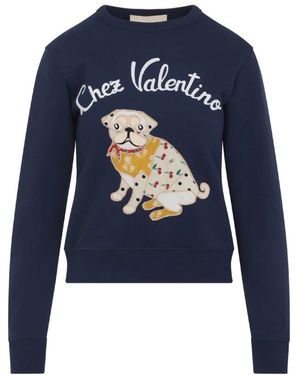Valentino Hoodies & Sweatvesten ,Blauw ,Katoen Blauwe Katoenen Sweatshirt Stijlvol Casual Uitjes