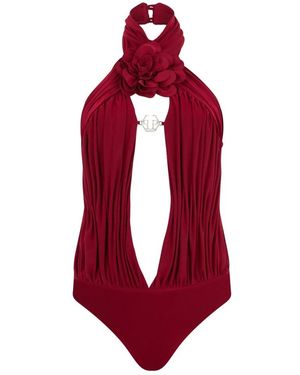 Philipp Plein Sleeveless Bodysuit Flower - Rood