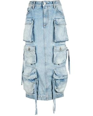 The Attico Denim Maxi Rock Mit Knopfverschluss - Blau
