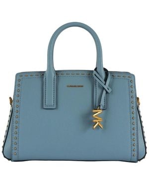 Michael Kors Tassen ,Blauw ,Leer Leren Tas Met Rits Aan De Bovenkant