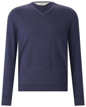 Gran Sasso Truien & Vesten ,Blauw ,V-Neck Truien