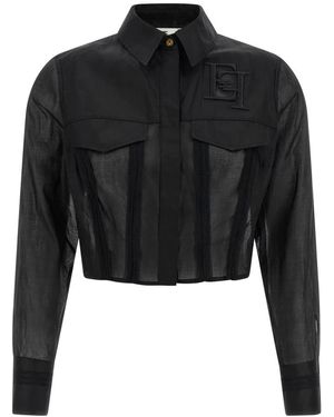 Elisabetta Franchi Semi-Transparante Crop Top - Zwart