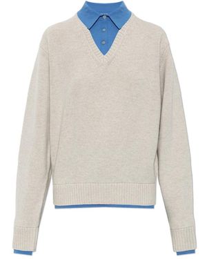Acne Studios Truien & Vesten ,Wol Gelaagde Wol V-Hals Trui - Wit