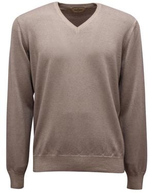 Gran Sasso V-Neck Knitwear - Brown