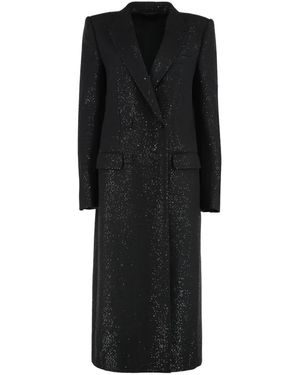 Tom Ford Paillettenbesetzter, Zweireihiger Mantel Aus Wollgemisch-Krepp - Schwarz