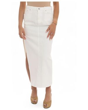 Roy Rogers Denim Midi Rok Met Zijsplit - Wit