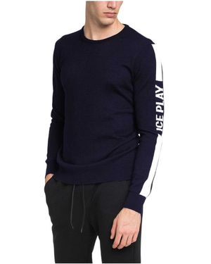 Ice Play Truien & Vesten ,Blauw ,Katoen Blauwe Gebreide Trui