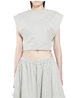Alaïa Tops ,Grijs ,Katoen Fleece Jersey Crop Top