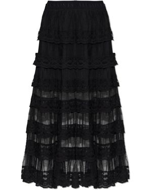 AllSaints Maggie Gelaagde Kant Maxi Rok - Zwart