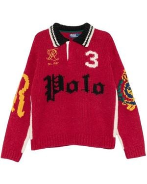 Ralph Lauren Polo-Shirt Mit Logo-Intarsie Und Rippstrick - Rot