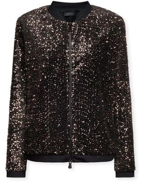 Elena Miro Jassen ,Bruin ,Polyester Sequin Bomberjack - Zwart