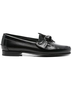 Hereu Schwarze Lederslipper Mit Schleifendetail