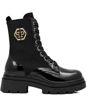 Philipp Plein Laarzen Mid Flat Hexagon - Zwart