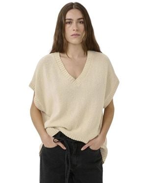 My Essential Wardrobe Gebreide Vest Met V-Hals - Naturel