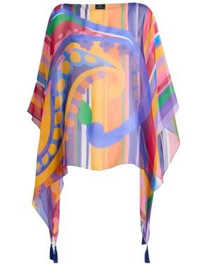 Etro Printed Poncho Blouse - Blue