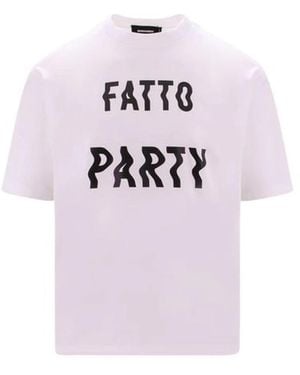 DSquared² Tops ,Wit ,Katoen Katoenen T-Shirt Met Tekstprint - Roze