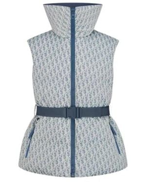Dior Oblique Puffer-Weste Mit Gürtel - Blau
