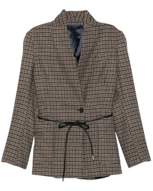 Seventy Jassen ,Bruin ,Wol Quadro Jas - Grijs