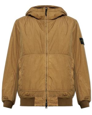 Stone Island Jassen ,Bruin ,Leer Geïsoleerd Jack Met Patch