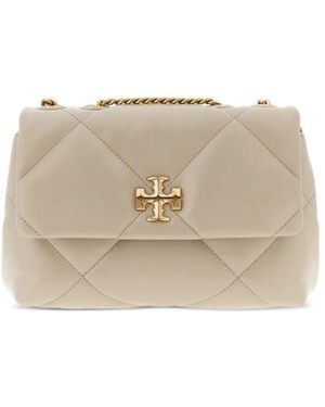 Tory Burch Tassen ,Grijs ,Leer Kira Diamond Quilt Small Convertible Schoudertas - Naturel