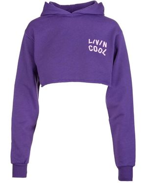 LIVINCOOL Hoodies & Sweatvesten ,Paars ,Paarse Orchidee Crop Hoodie Artwork