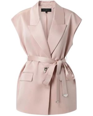 Pinko Jassen ,Roze ,Leer Belted Satin Gilet