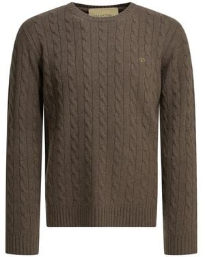 Valentino Vlogo Pullover Aus Zopfstrick - Braun
