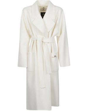 Elisabetta Franchi Dubbeldoek Jas Met Riem - Wit