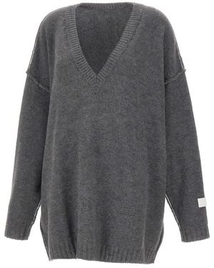 MM6 by Maison Margiela V-Neck Knitwear - Grey
