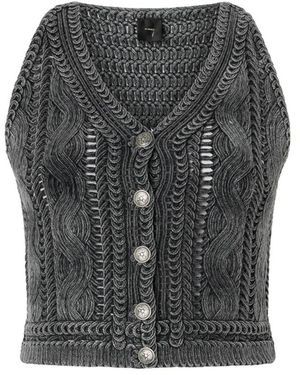 Pinko Truien & Vesten ,Grijs ,Mouwloze Cardigan Met V-Hals En Knopen
