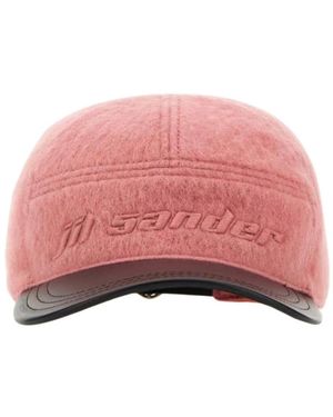 Jil Sander Accessoires ,Roze ,Wol Two Tone Baseballpet Van Van Wolmix - Rood