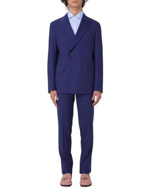 Brian Dales Kostuums ,Blauw ,Blauw Slim Fit Double Breasted Pak