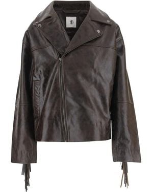 THE GARMENT Lederjacke Mit Fransen - Schwarz