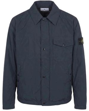 Stone Island Jassen ,Blauw Buitenlaag