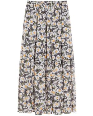 Weekend by Maxmara Blumiger Georgette Langer Rock - Grau