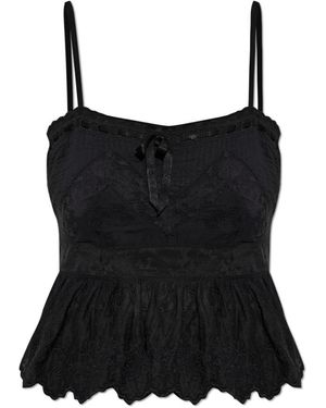 LoveShackFancy Tops ,Zwart ,Katoen Top Rowina