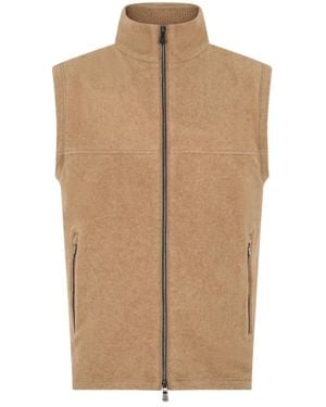 Fedeli Cashmere Vest Met Rits - Naturel