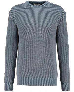 Replay Pullover Aus Baumwolle Mit Used-Effekt Und Rippstrick - Blau