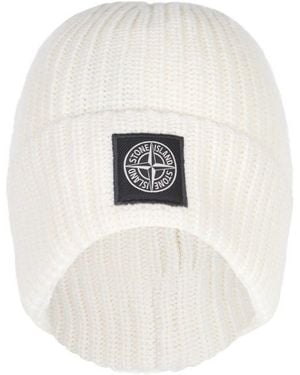 Stone Island Accessoires ,Wol Geribbelde Wollen Muts - Wit