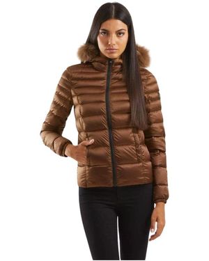 Refrigiwear Jassen ,Bruin ,Nylon Winterjas Met Bont Voor Vrouwen