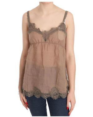 Pink Memories Sleeveless Tops - Brown