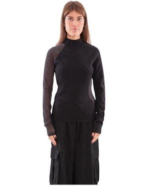 Y-3 Schwarzes mesh-strick-langarm-top