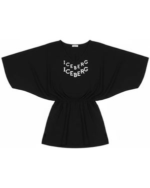 Iceberg Overhemden ,Zwart ,Leer Kaftan Logo